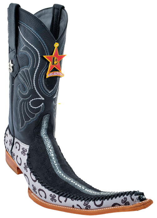 Black pointed shop toe cowboy boots